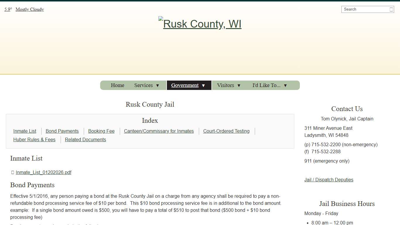 Jail - Rusk County, WI