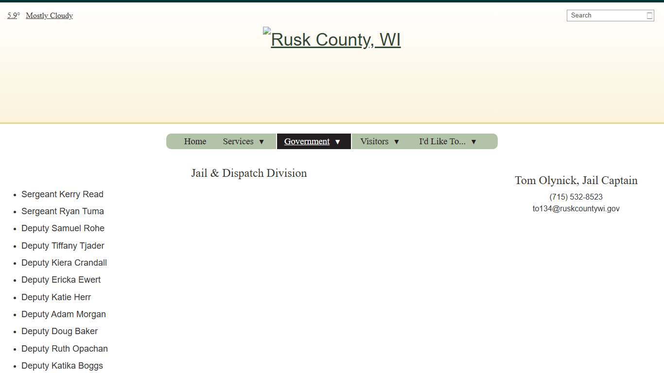 Jail & Dispatch Division - Divisions / Units - Rusk County, WI