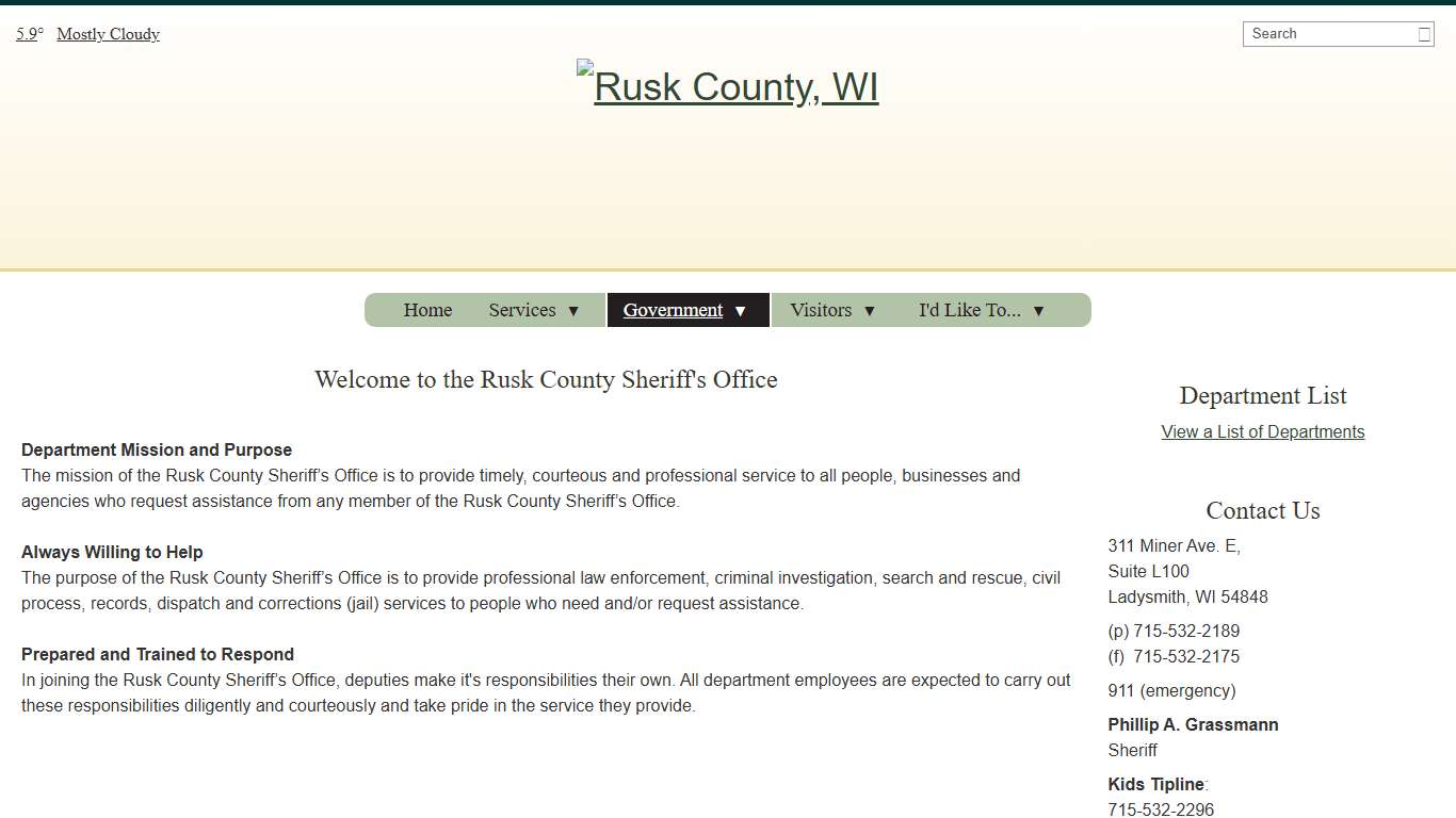 Sheriff - Rusk County, WI